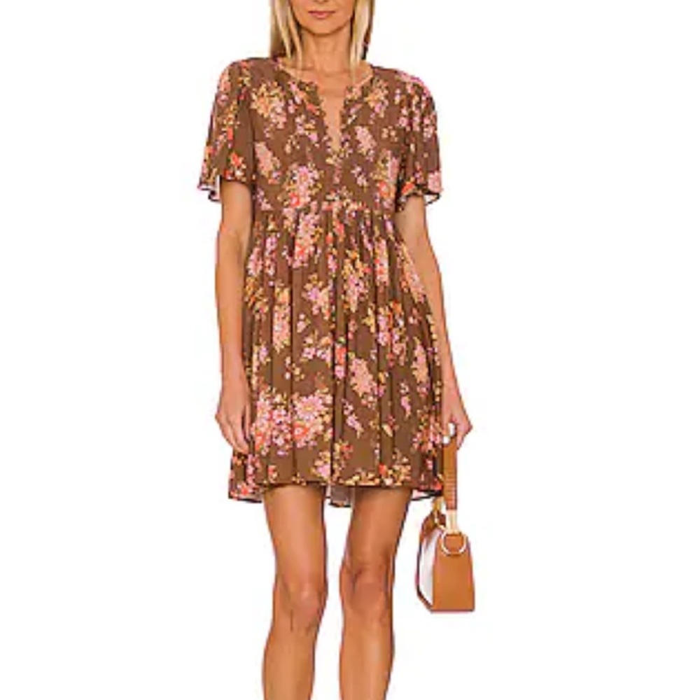 Meadowland Flutter Sleeve Mini Dress in Hazelnut
SPELL size S